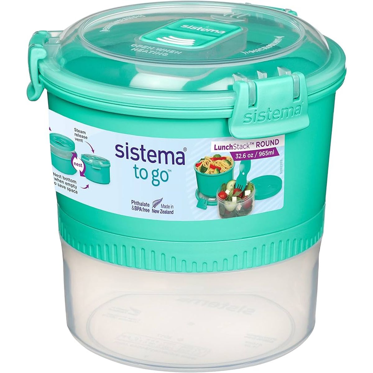 SISTEMA - TAPER LUNCHSTACK TO GO DE 965 ML SISTEMA 2 en 1 - turquesa