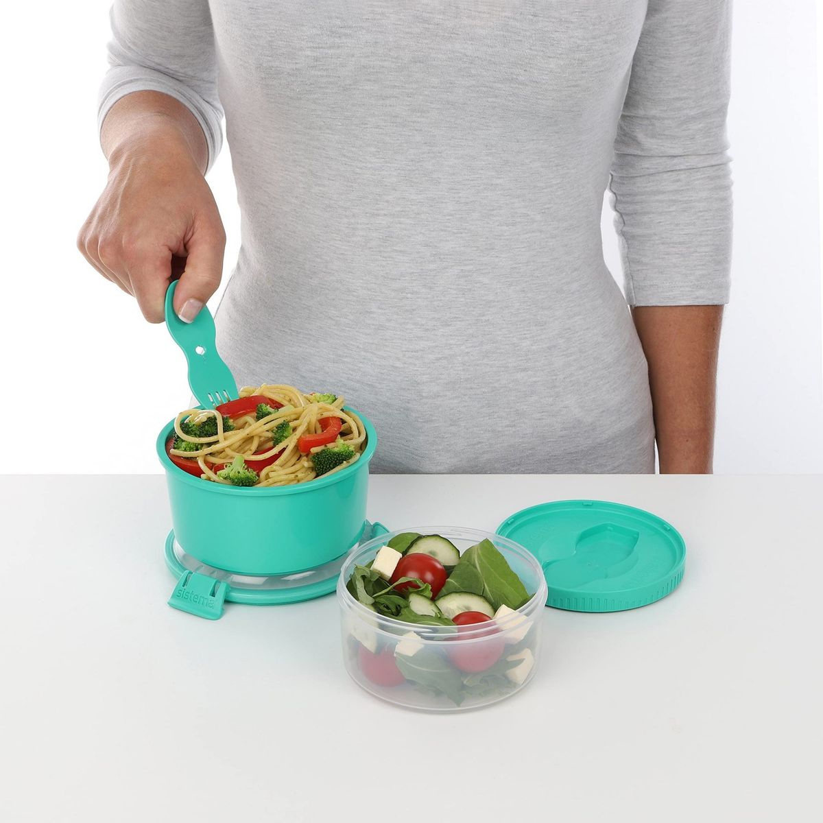 SISTEMA - TAPER LUNCHSTACK TO GO DE 965 ML SISTEMA 2 en 1 - turquesa