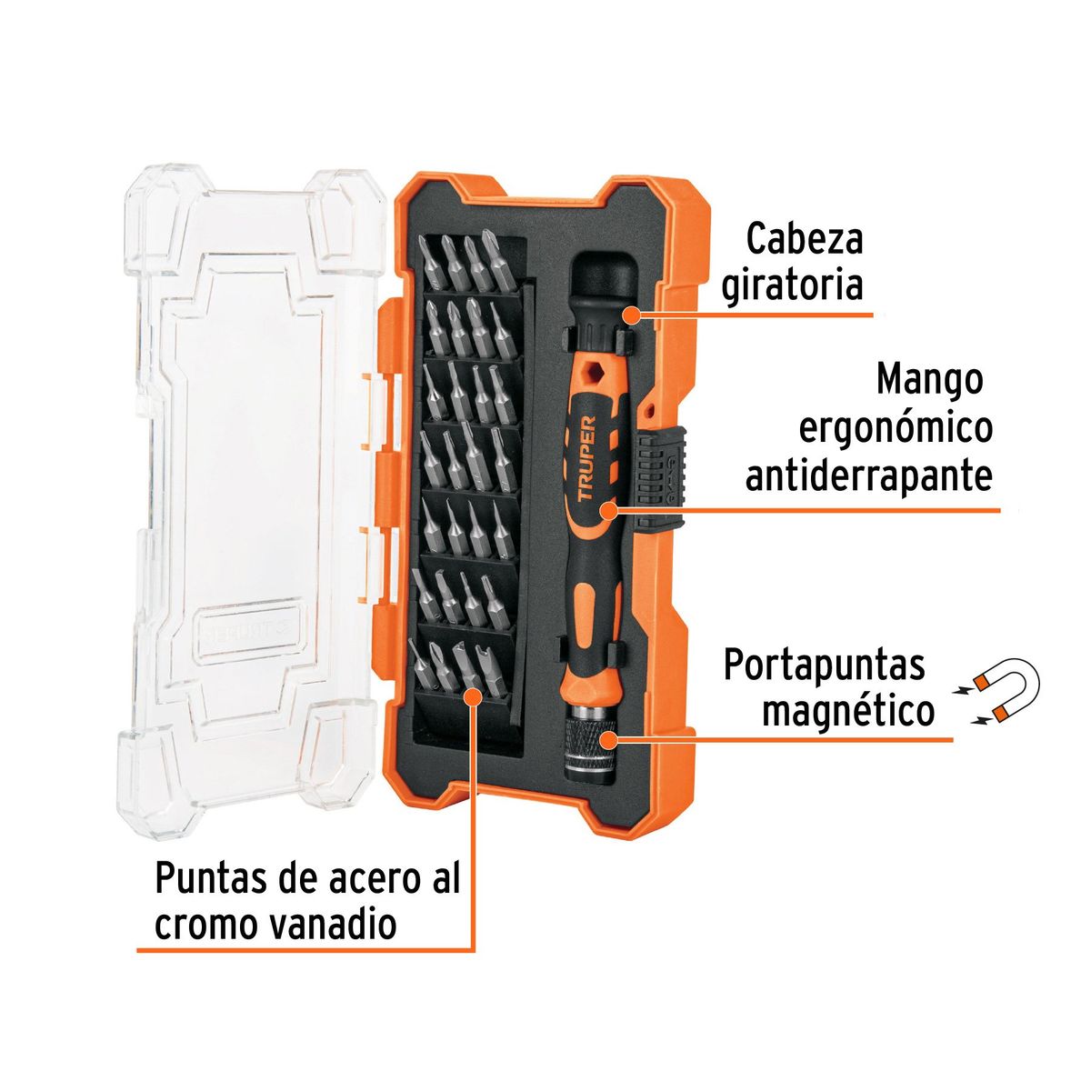 TRUPER - Desarmador de Precisión con 28 Puntas Intercambiables