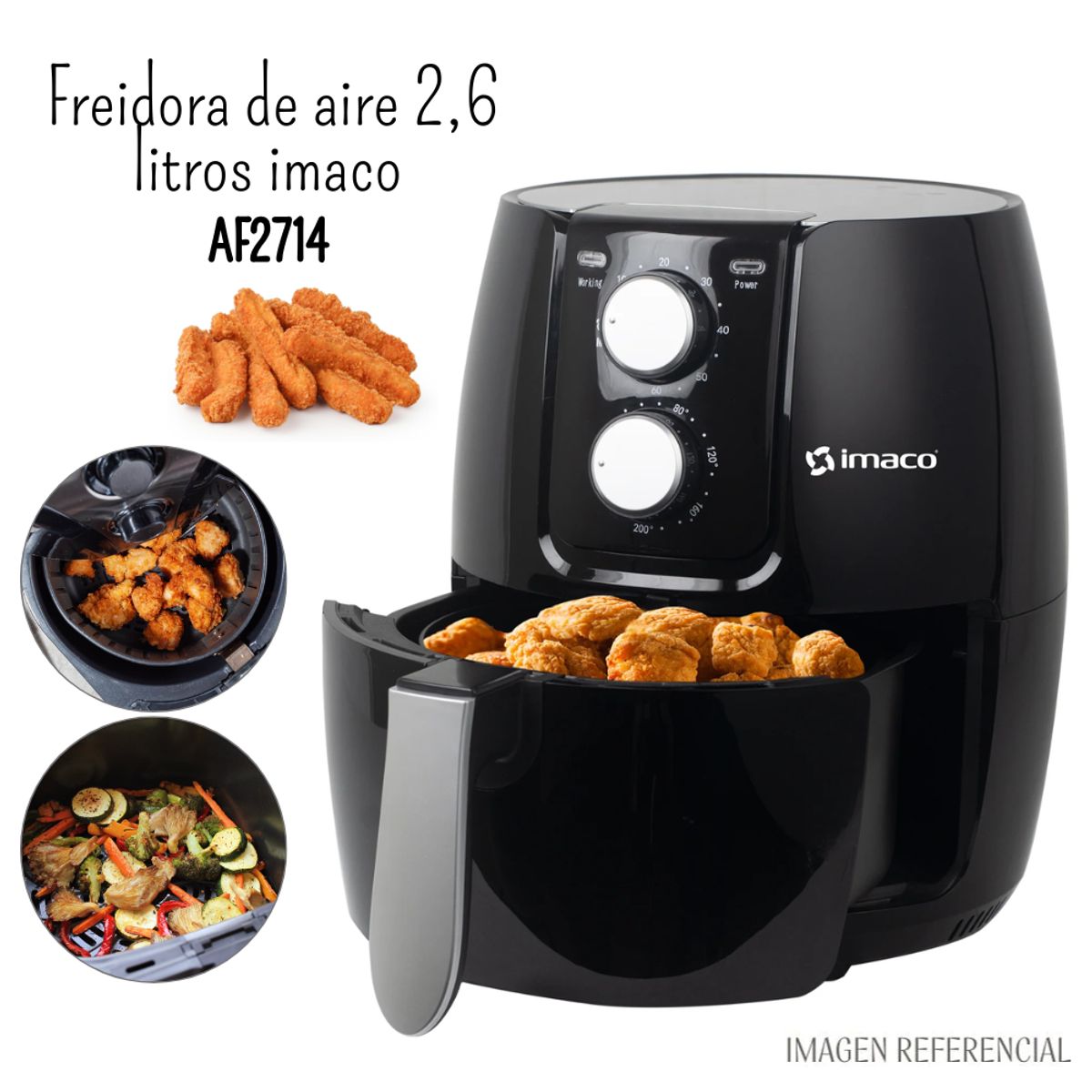 IMACO - Freidora de Aire Imaco de 2.6 Lt AF2714 - Negro