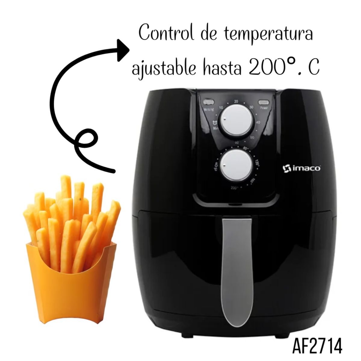 IMACO - Freidora de Aire Imaco de 2.6 Lt AF2714 - Negro