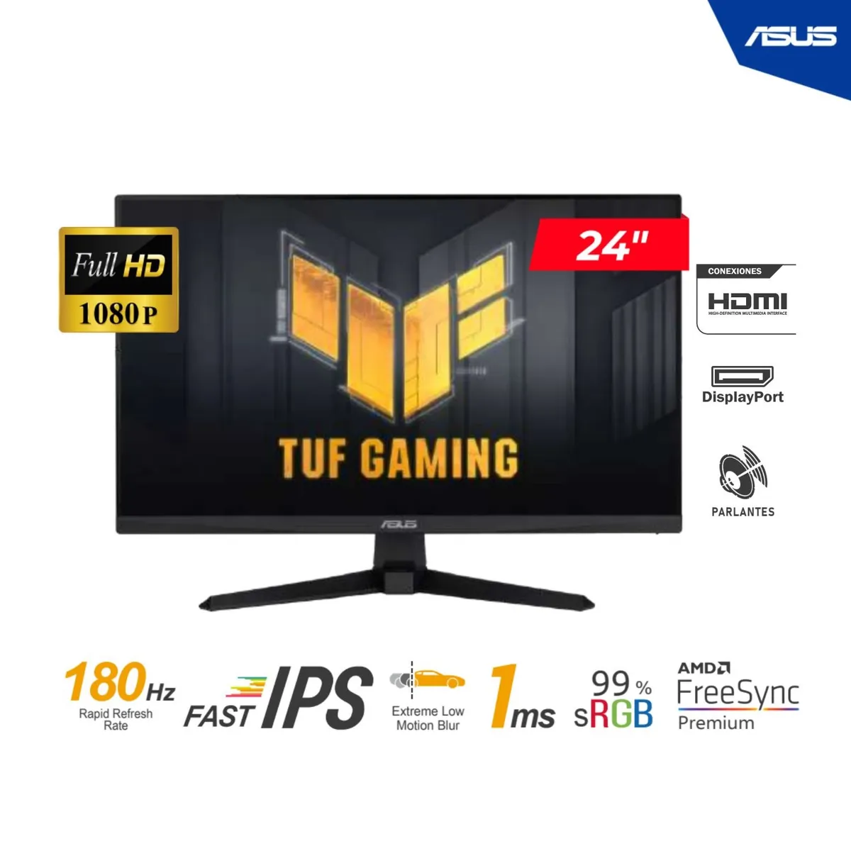 ASUS - MONITOR ASUS TUF GAMING VG249Q3A 24FHD IPS 180Hz 1ms FREESYNC PARLAN
