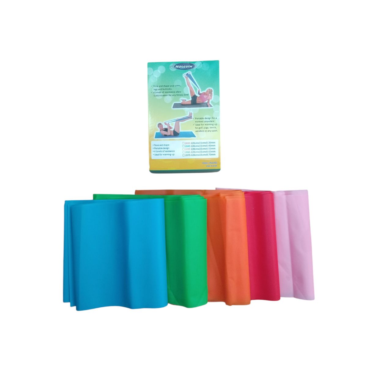 GENERICO - Bandas Ligas Elasticas Abiertas Pilates Set 5 Niveles