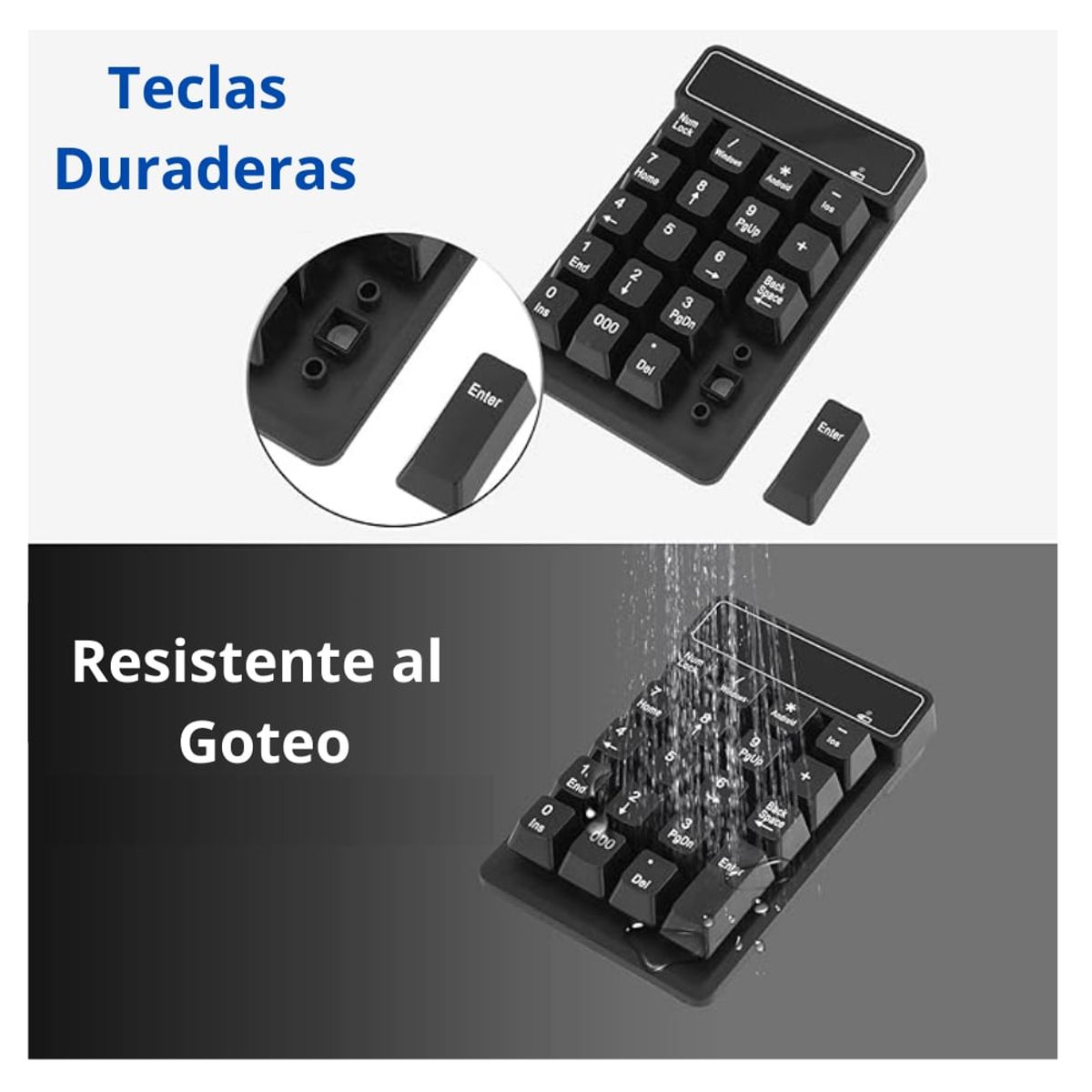 SEISA - Mini Teclado Numérico Inalámbrico para PC o Laptop con Adaptador USB