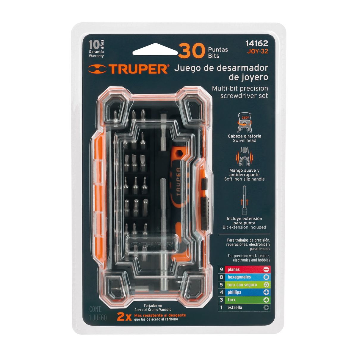 TRUPER - Desarmador de Precisión con 30 Puntas y Extensión