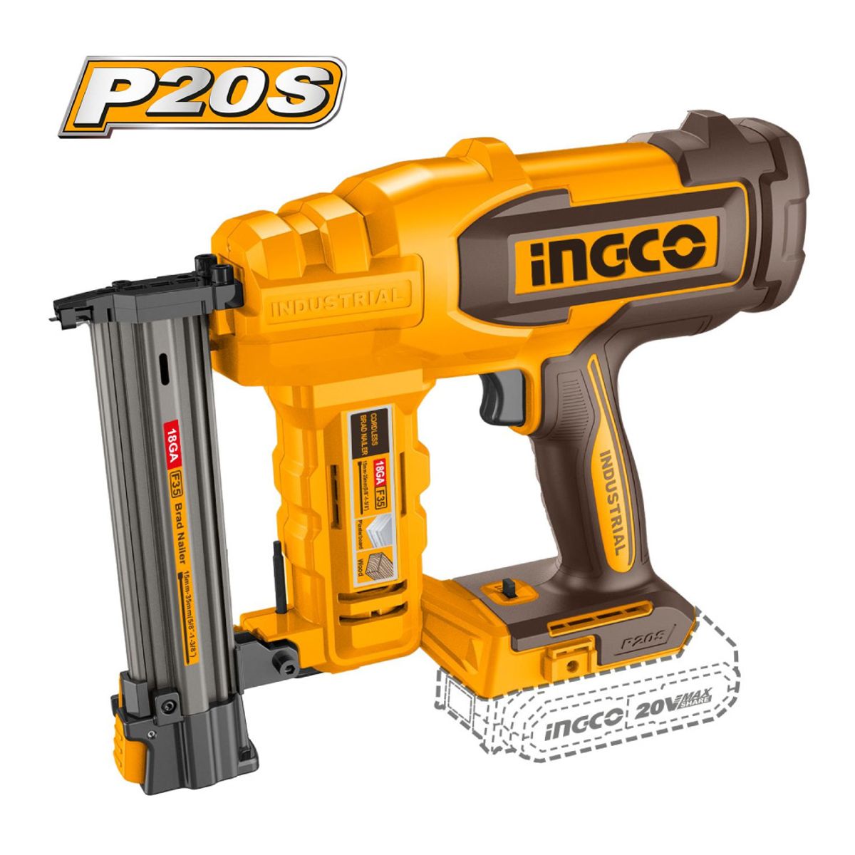 INGCO TOOLS - CLAVADORA INALÁMBRICA PARA MADERA INGCO 20V 15MM A 35MM CBNLI2008