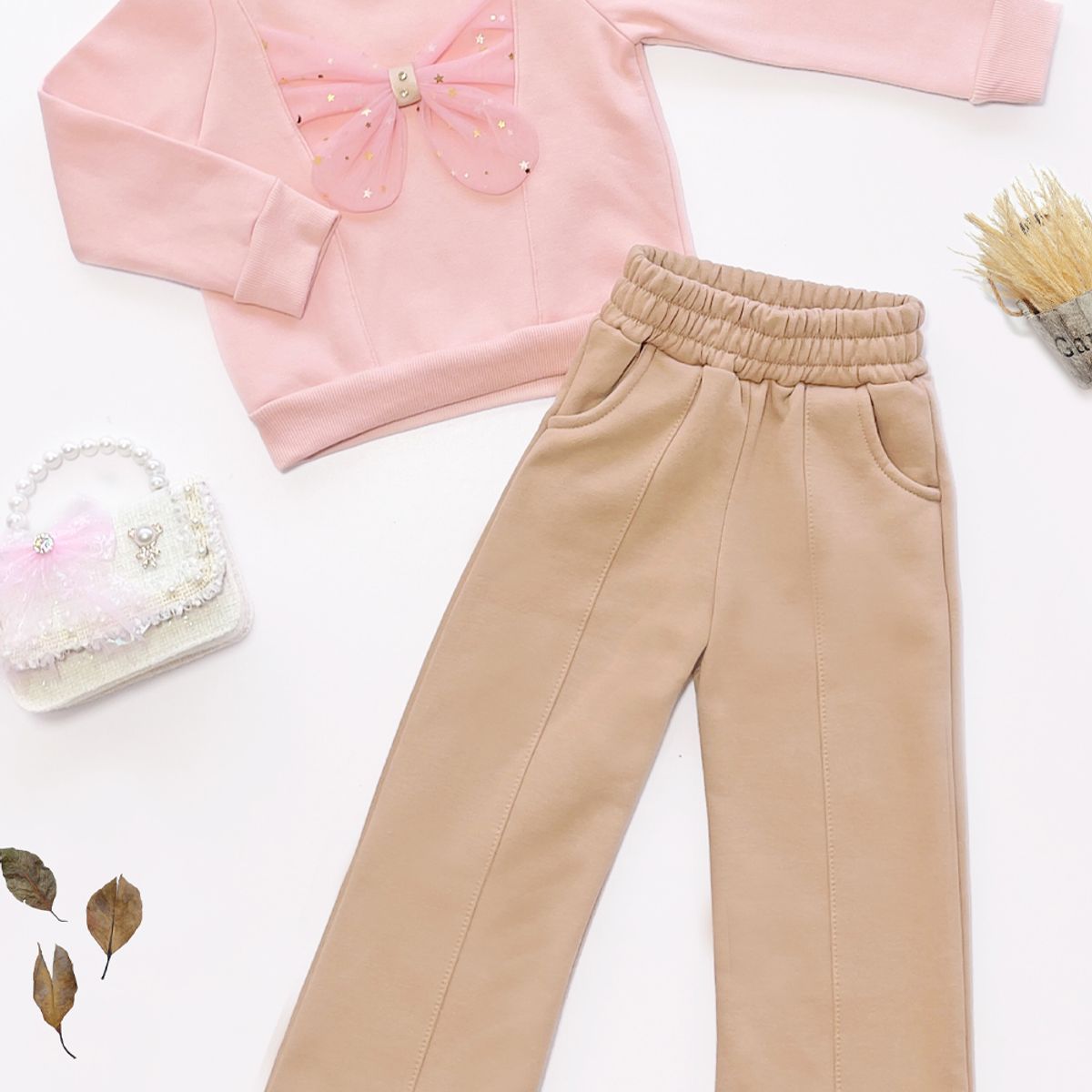 KIDS MASHMELO - Conjunto de Buzo con Polera y Pantalón Palazzo para Niña Kids Mashmelo