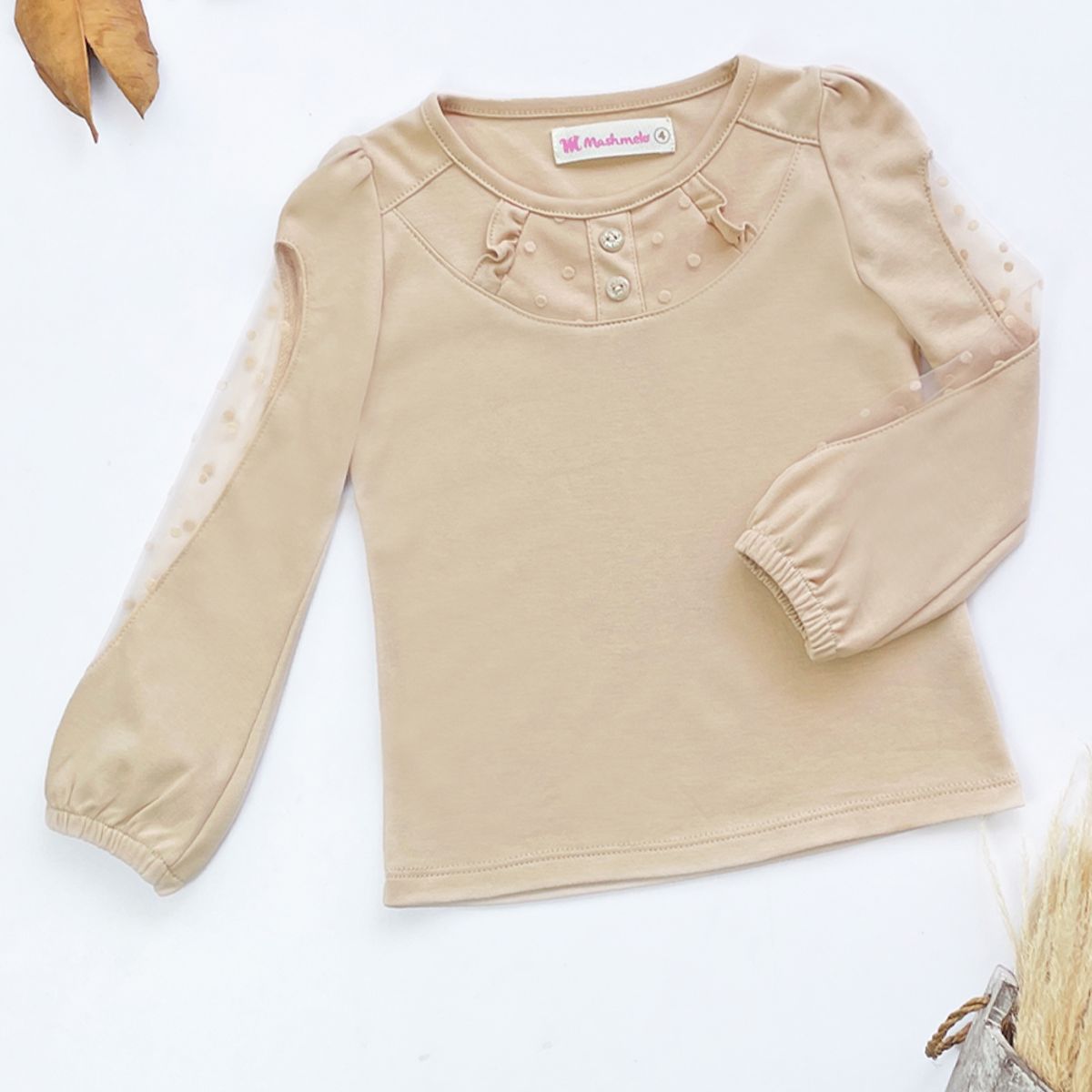 KIDS MASHMELO - Polo en Algodón con Volantes y Pechera  para Niña Kids Mashmelo