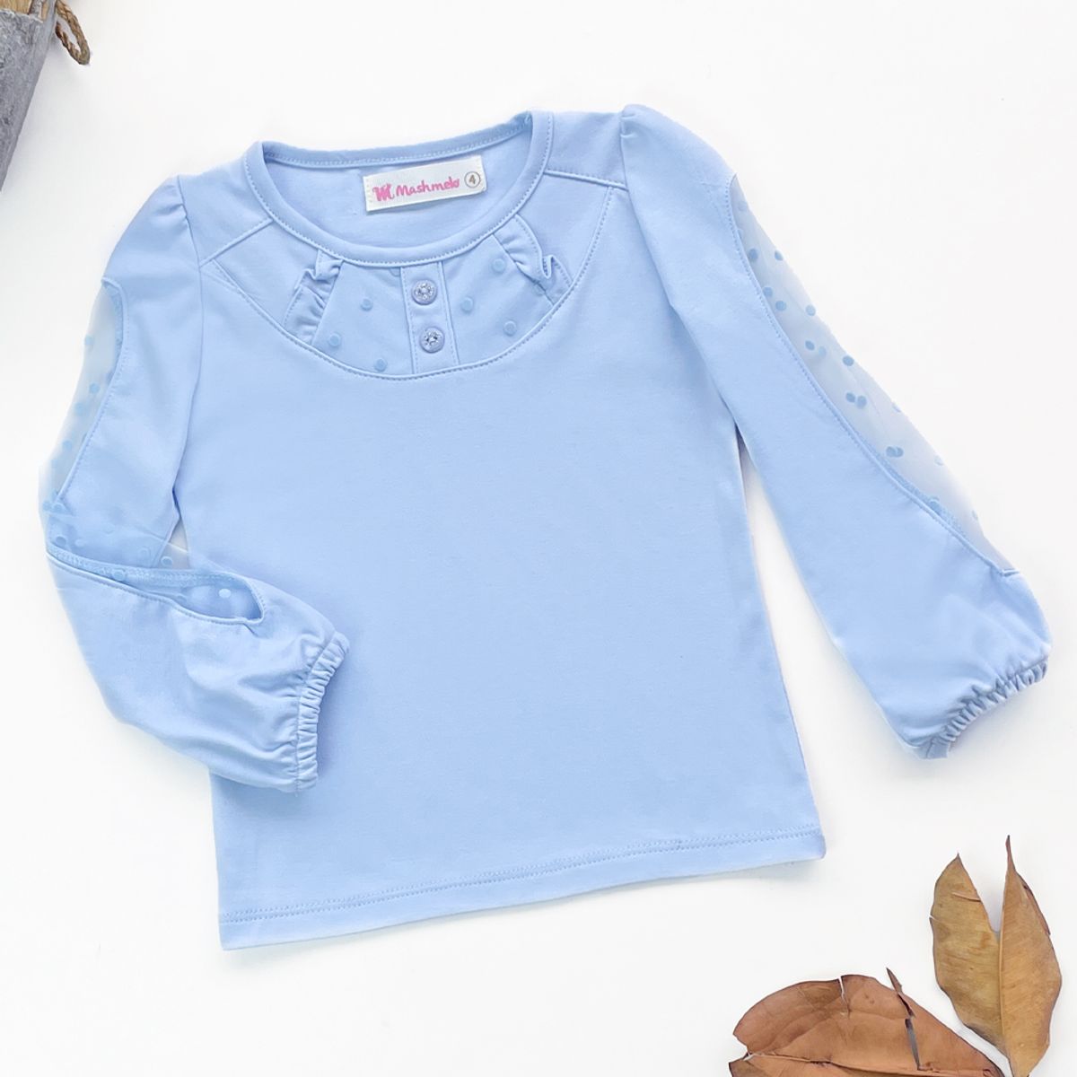 KIDS MASHMELO - Polo en Algodón con Volantes y Pechera  para Niña Kids Mashmelo