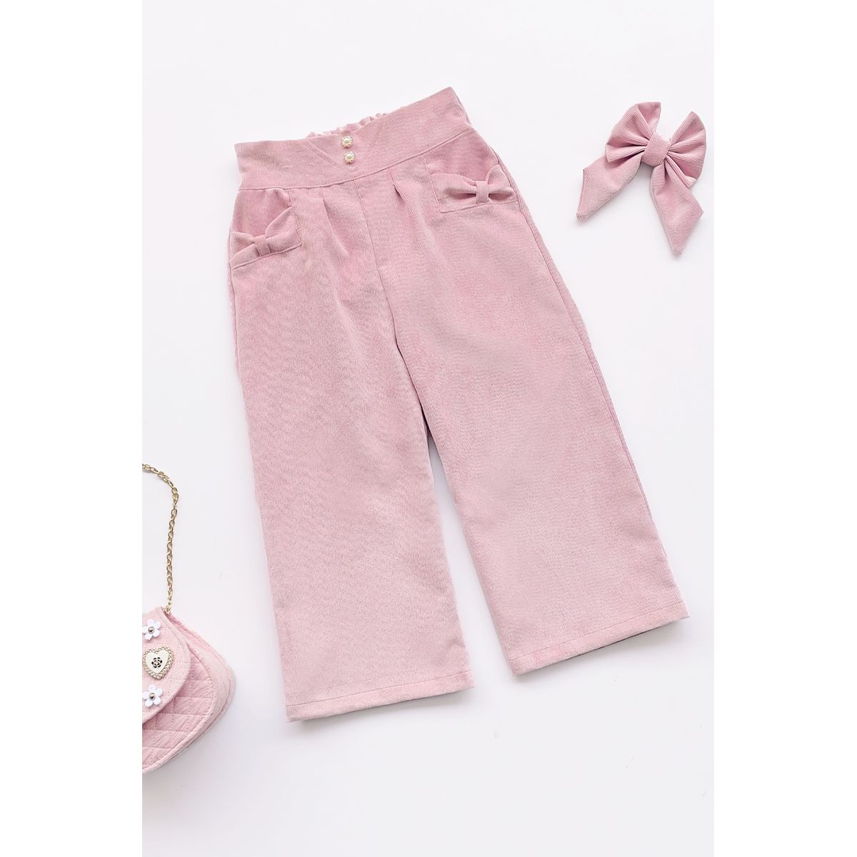 KIDS MASHMELO - Pantalón con Pretina en V y Bolsillos con Lazo para Niña Kids Mashmelo
