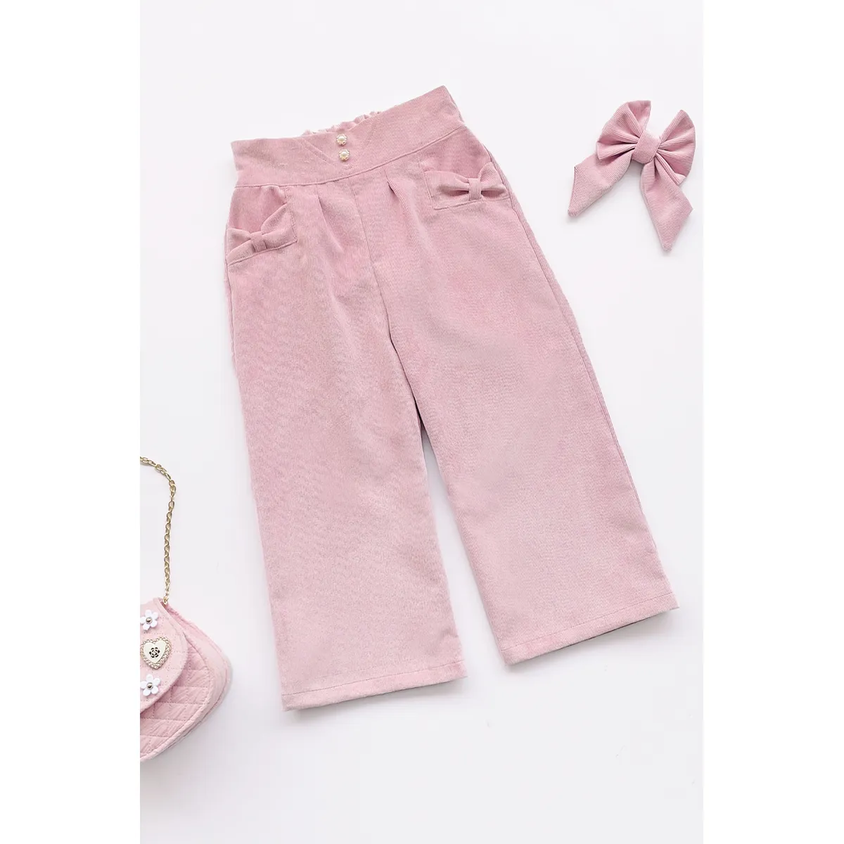 KIDS MASHMELO - Pantalón con Pretina en V y Bolsillos con Lazo para Niña Kids Mashmelo