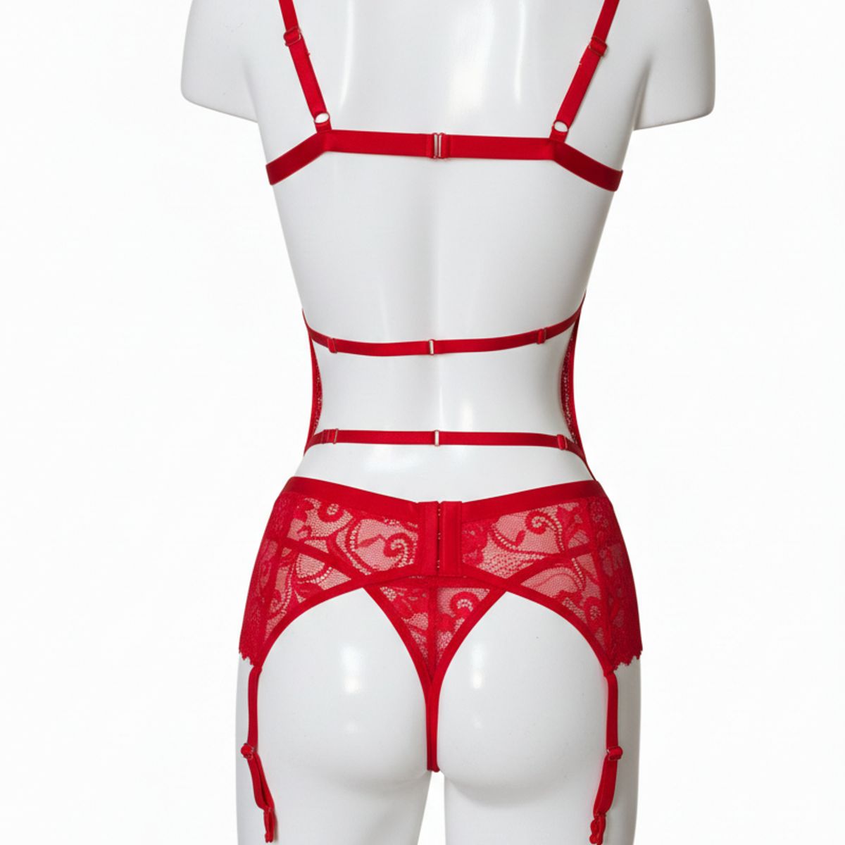 GENERICO - CORSET LENCERIA DE ENCAJE CON VARILLAS PORTALIGAS