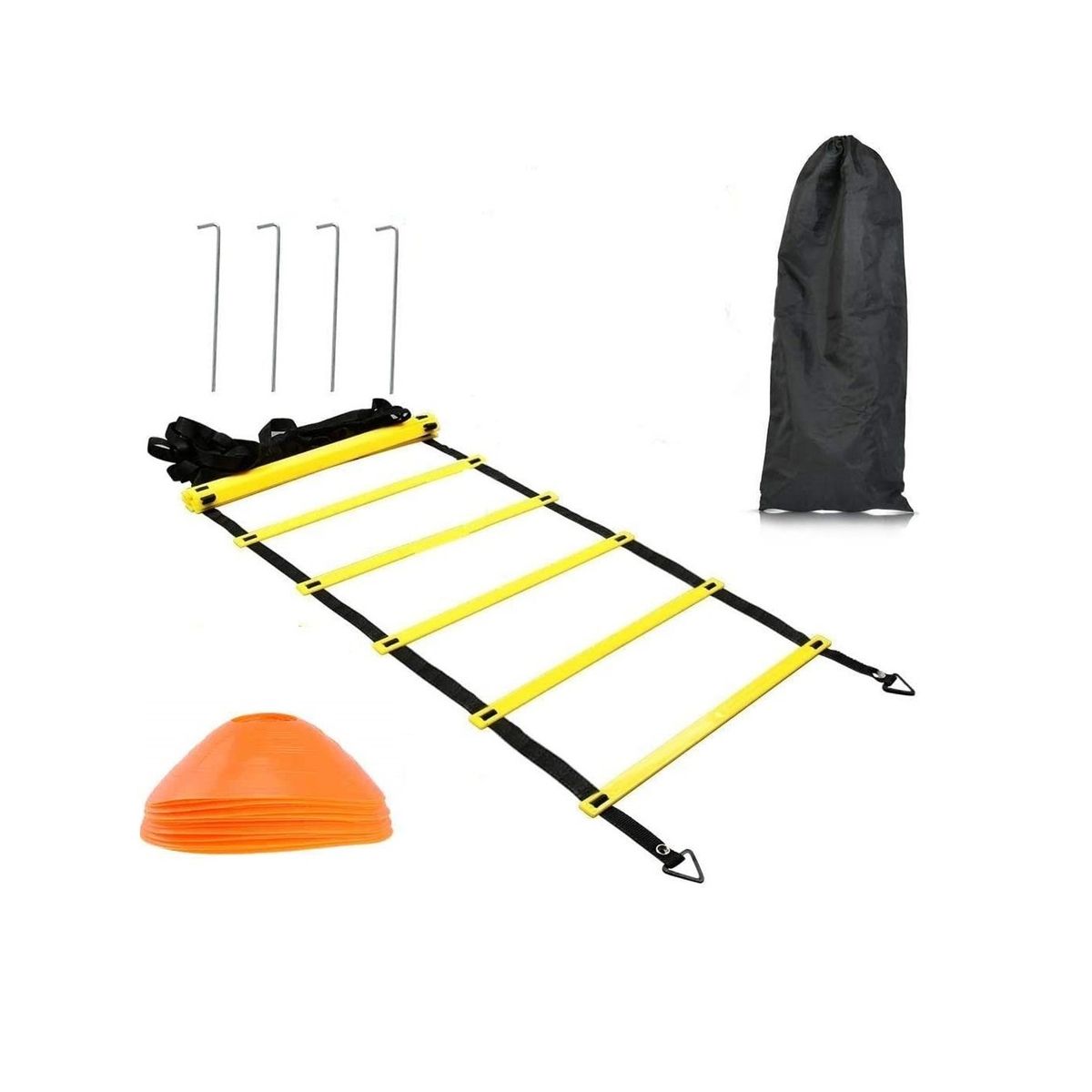 GENERICO - Escalera Agilidad Coordinación 12 Pasos, 10 Conos