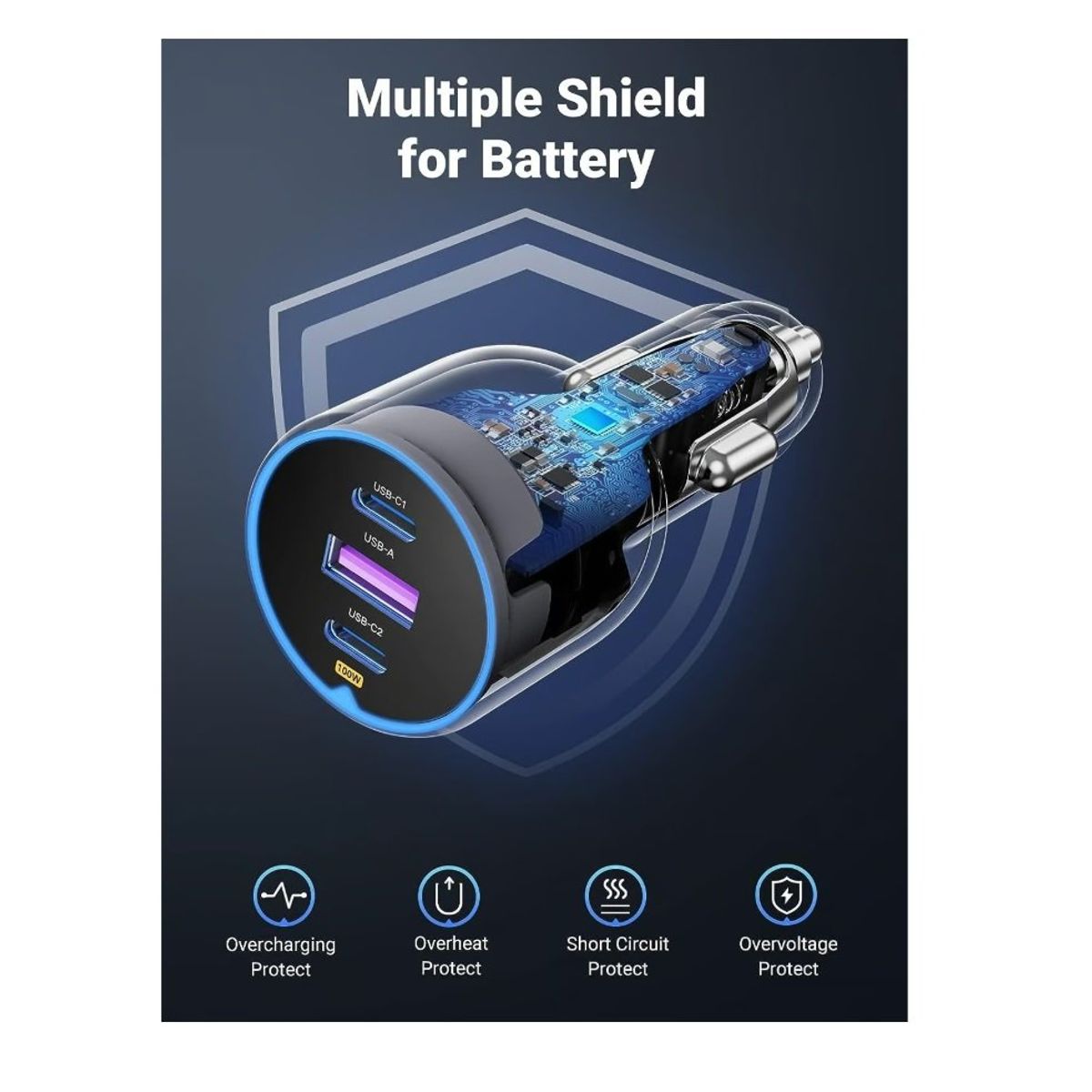 UGREEN - Cargador de auto de 3 puertos 130W UGREEN 90413