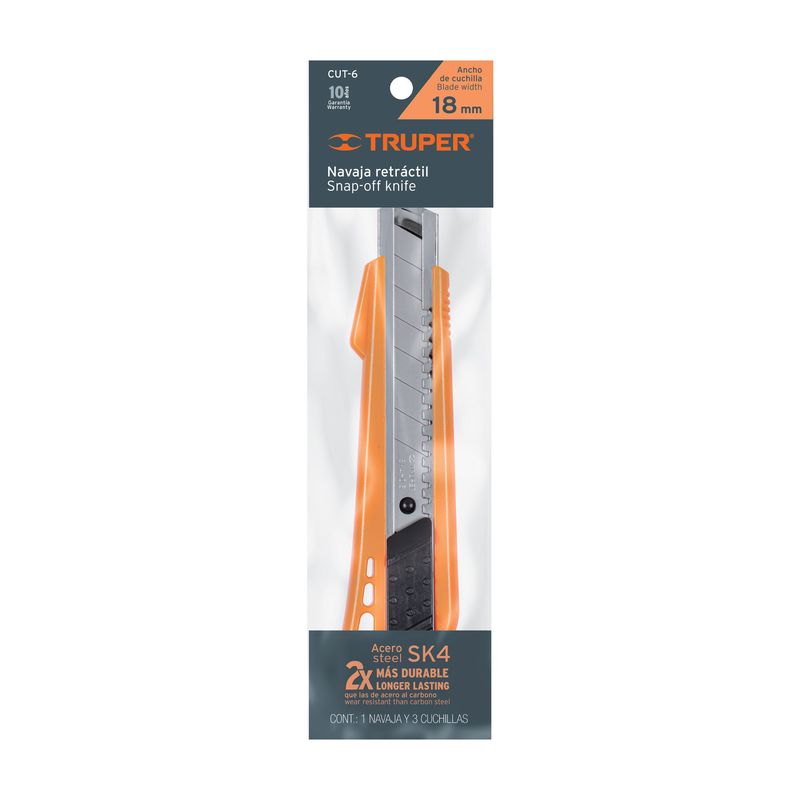 TRUPER - Cuchilla de Plástico 18 mm Reforzada con Alma Metálica