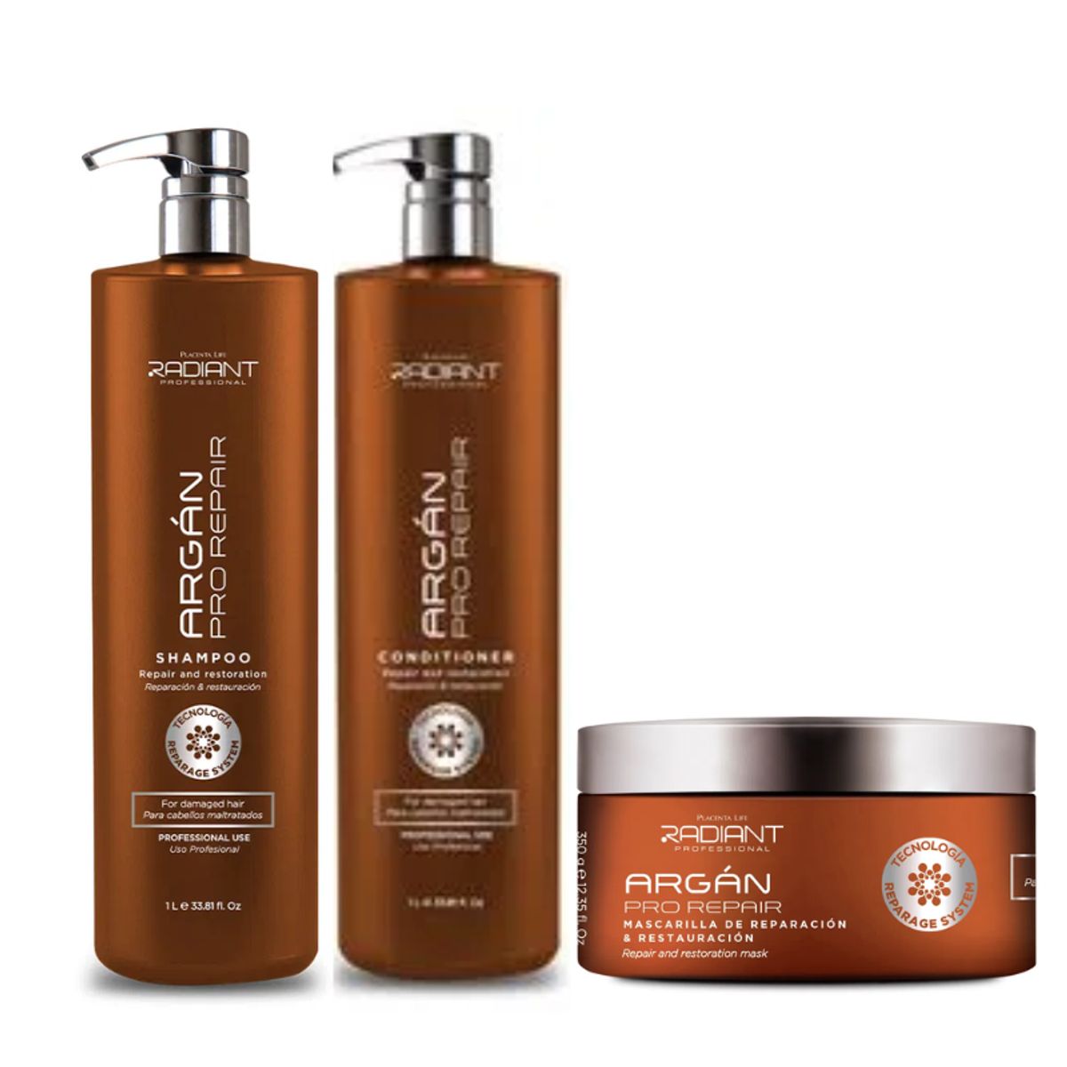 RADIANT - Radiant - Pack Argan Shampoo 1L + Acondicionador 1L + Mascarilla 350ML