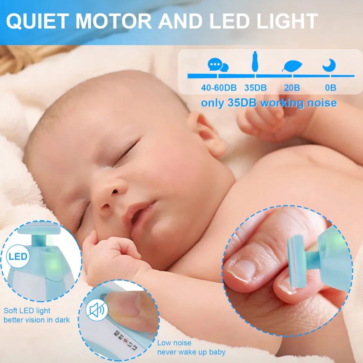 OEM - Kit Cortauñas para bebé Manicure Pulidor Uñas RECARGABLE