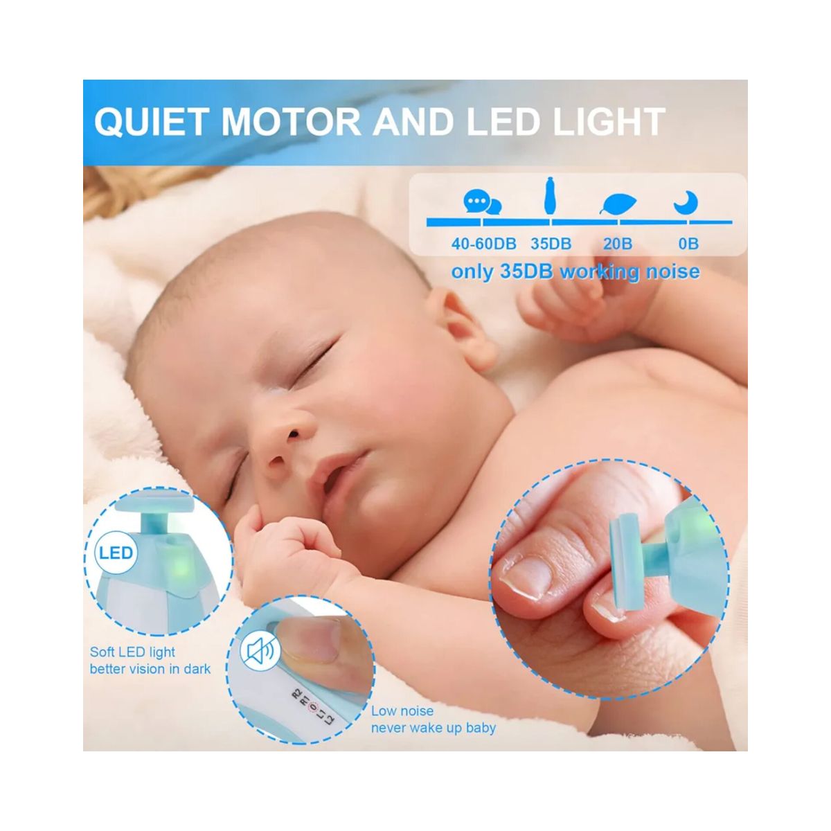 OEM - Kit Cortauñas para bebé Manicure Pulidor Uñas RECARGABLE