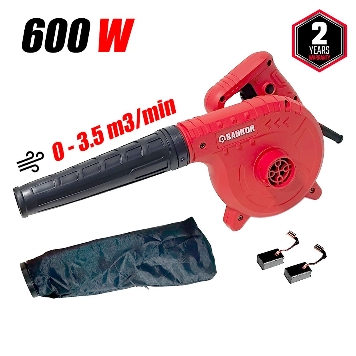 RANKOR - Sopladora Aspiradora Industrial RAB60001 600W Velocidad Variable