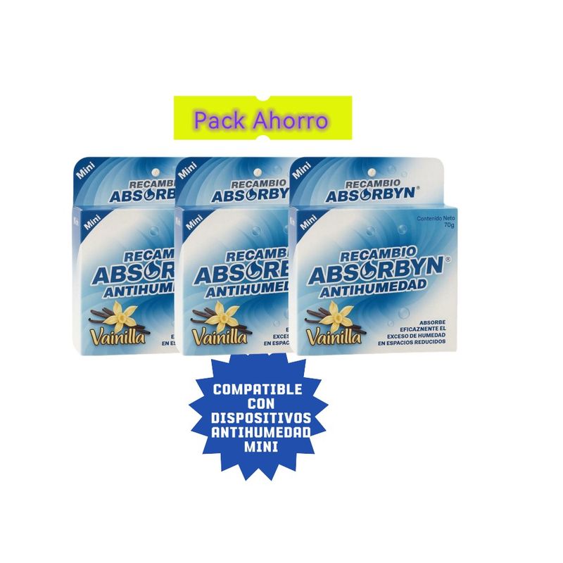ABSORBYN - OFERTA PACK 3 REPUESTO MINI ABSORBYN VAINILLA X 70 GR