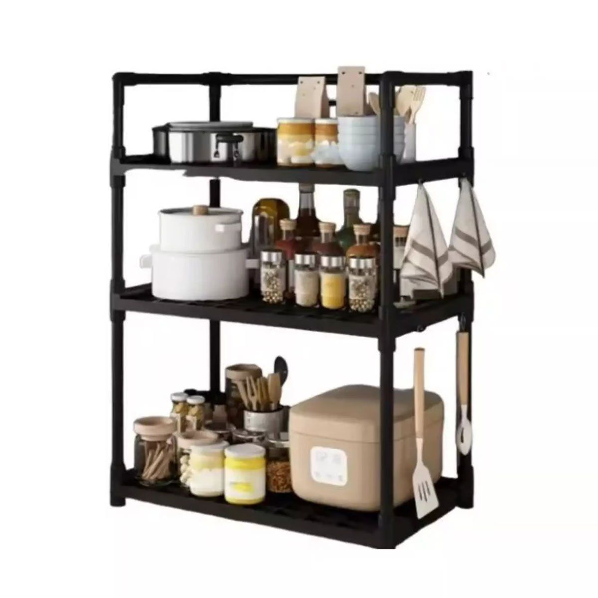 GRETAIL - Estante Organizador Condimentos Especies Cocina 3 Niveles Negro