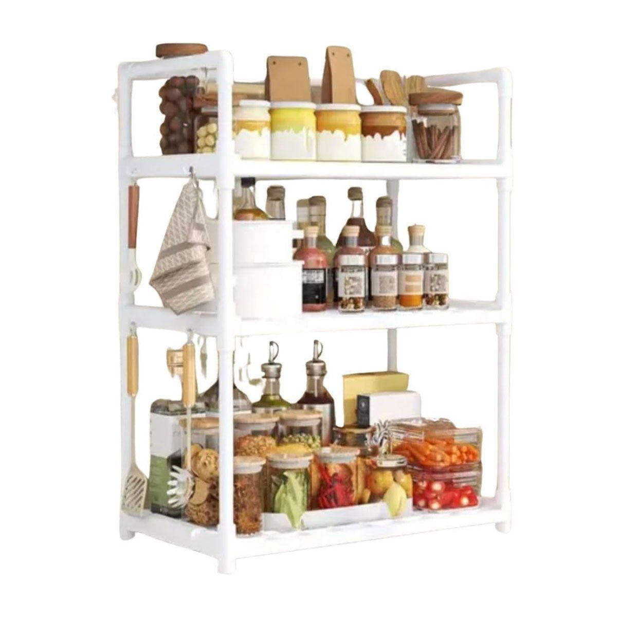 GRETAIL - Estante Organizador Condimentos Especies Cocina 3 Niveles Blanco