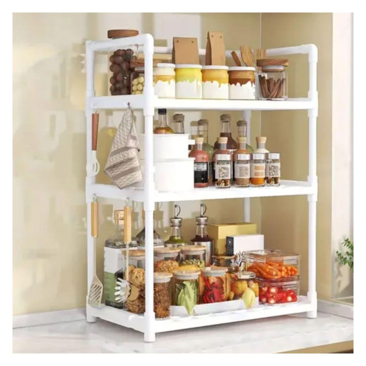 GRETAIL - Estante Organizador Condimentos Especies Cocina 3 Niveles Blanco