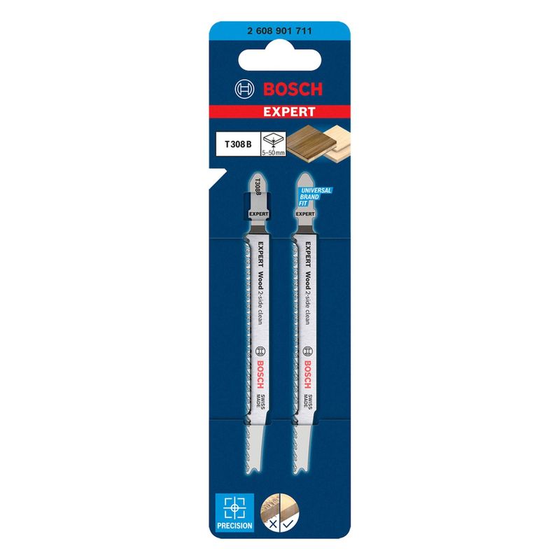 BOSCH - HOJA DE CALAR T308B (x2)  CORTE MADERA EXPERT HCS RECTO/FINO - BOSCH