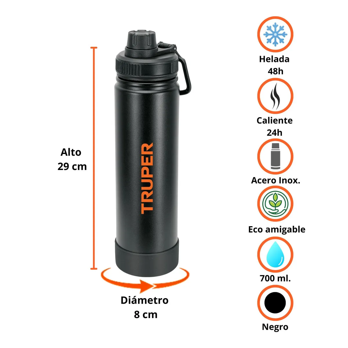 TRUPER - TERMO ACERO INOXIDABLE AGUANTA 48 HORAS CAMPING GYM TRUPER