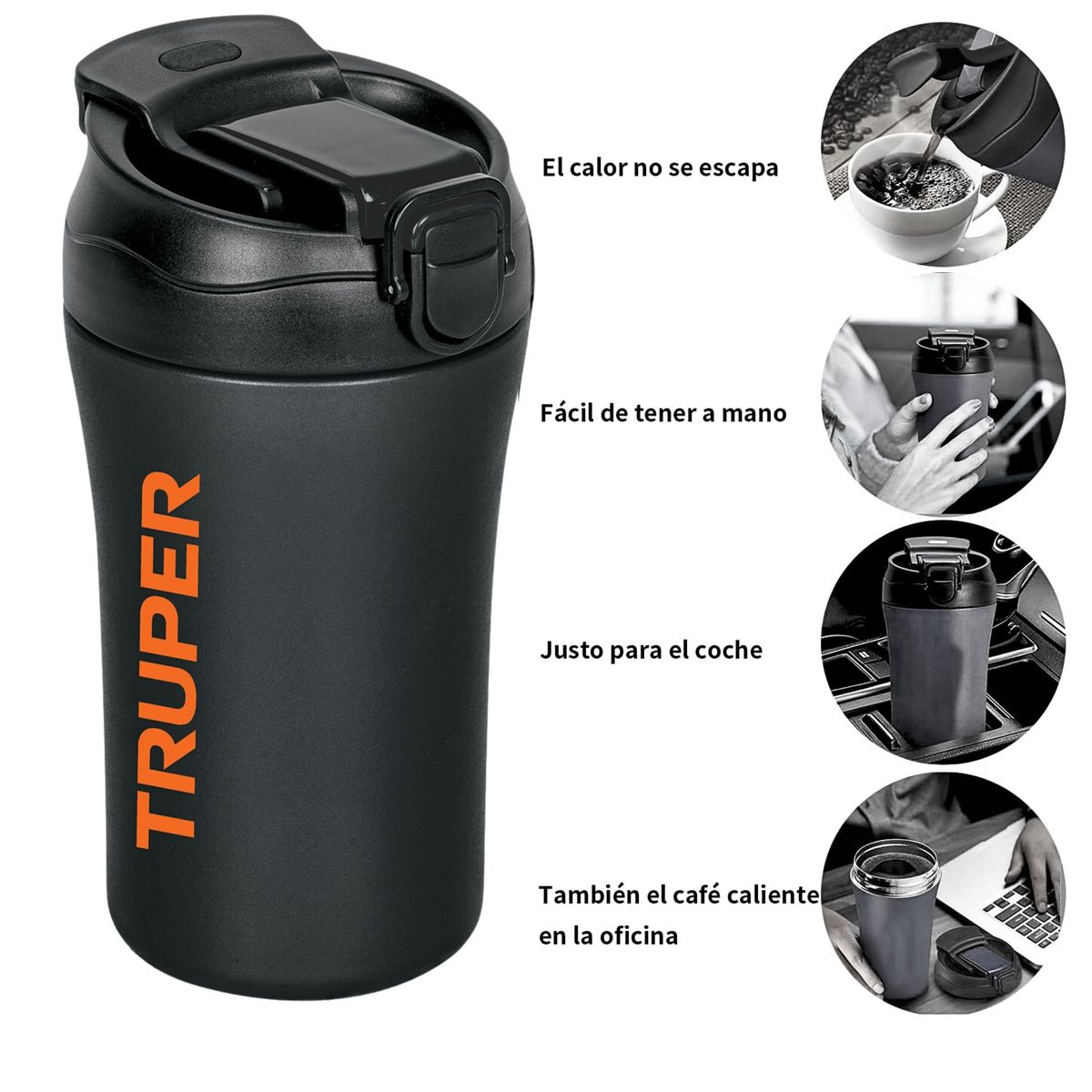 TRUPER - Termo tomatodo de acero inoxidable de 400 ml Truper