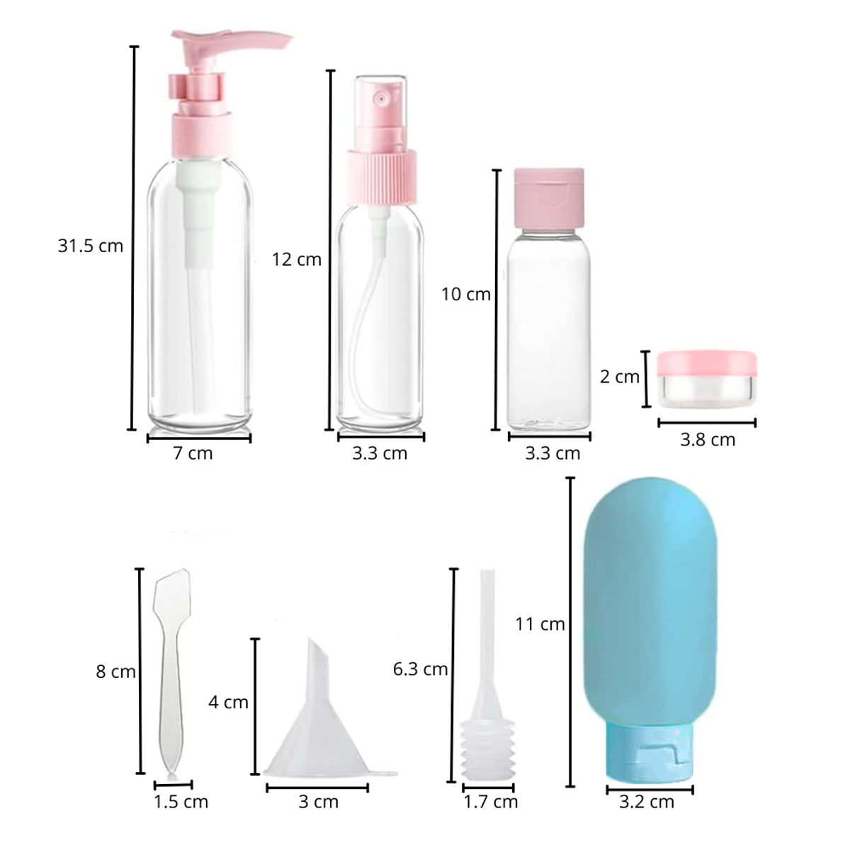 INSPIRA - Juego de Botellas de Viaje para Tocador Rellenables