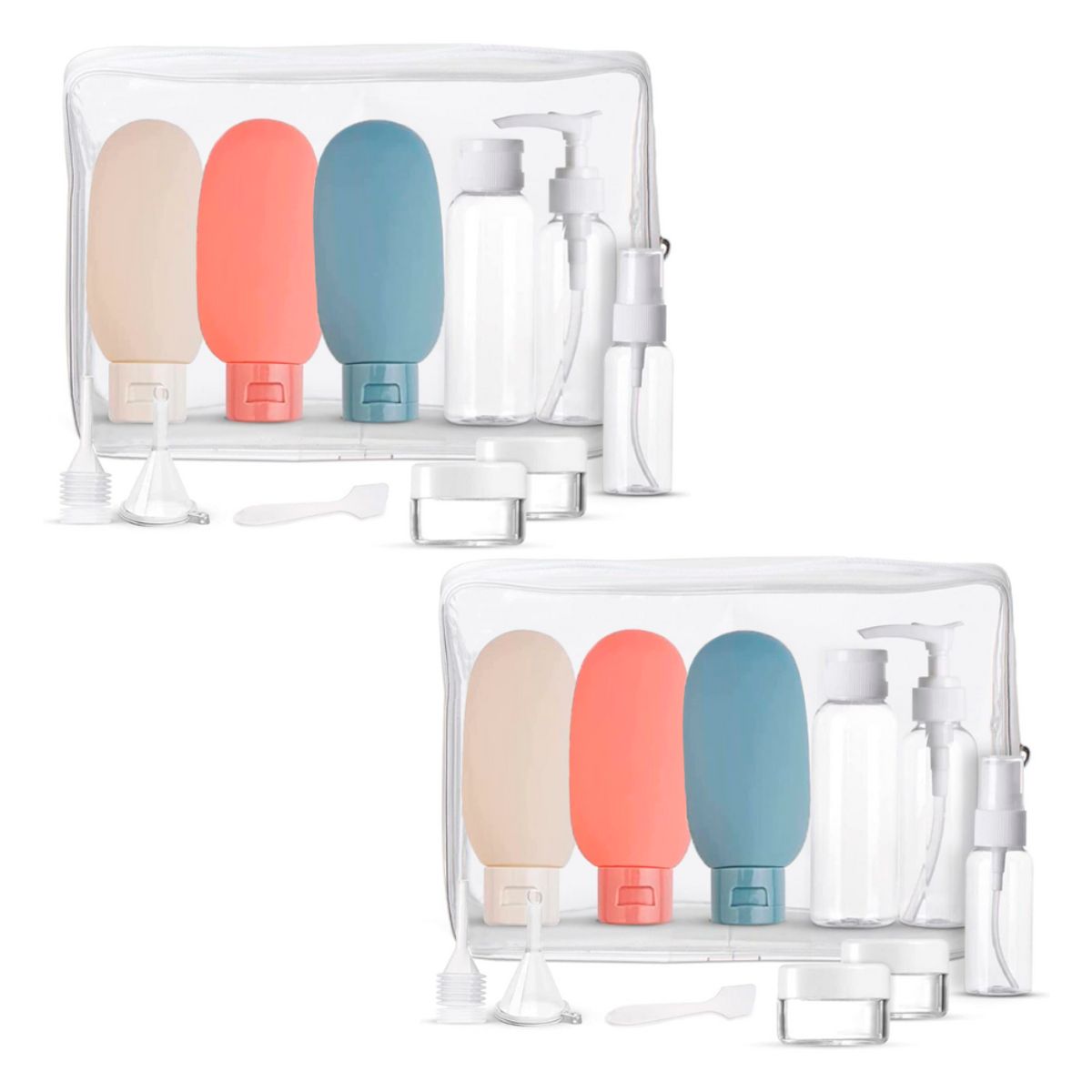 INSPIRA - Set de 2 Juegos de Botellas de Viaje para Tocador Rellenable