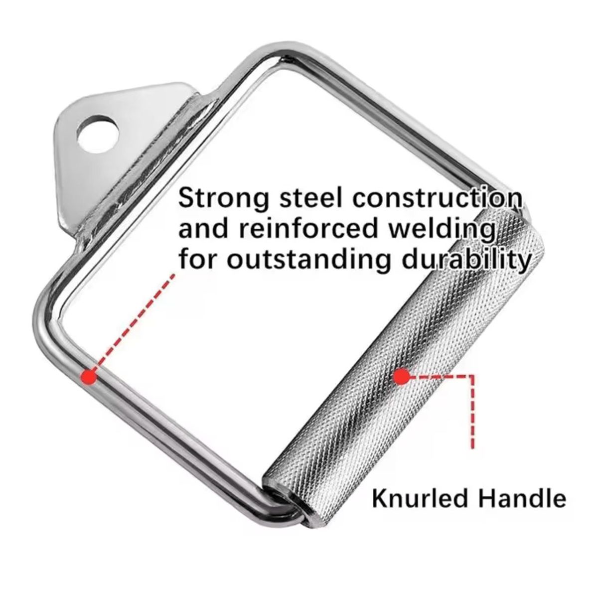 ALPHA GYM - Manija Agarre de polea acero cromado Mango para polea gym