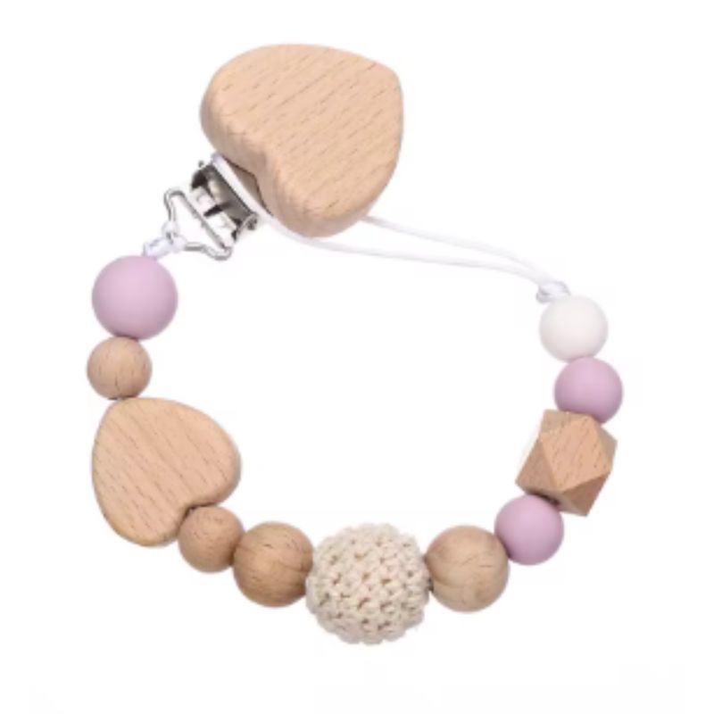 LUCALAND - Porta chupón de silicona corazón morado