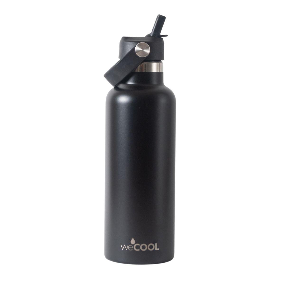 WECOOL - Botella Térmica WECOOL 650 ml Negra de Acero Inoxidable con Tapa de Pico Antifugas