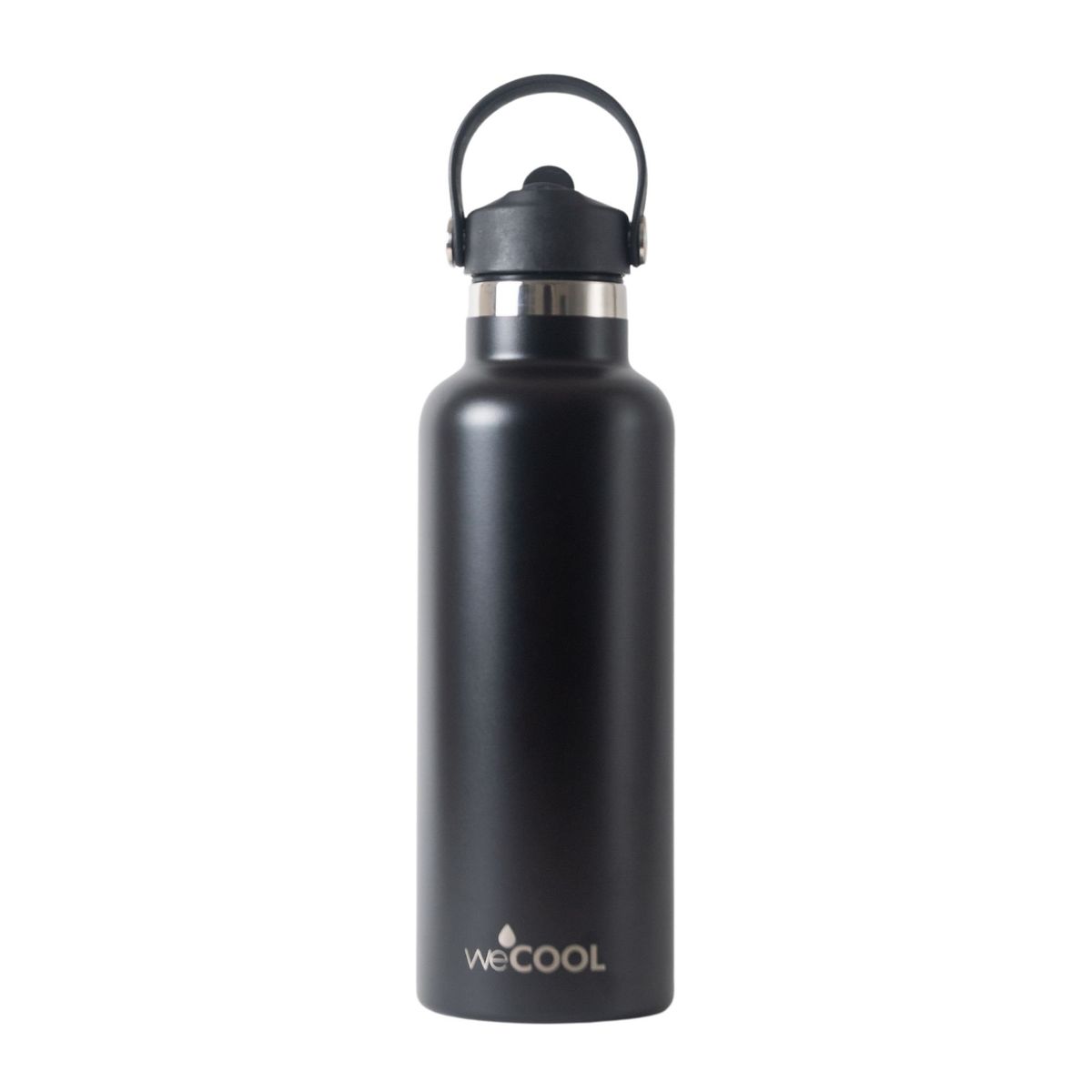 WECOOL - Botella Térmica WECOOL 650 ml Negra de Acero Inoxidable con Tapa de Pico Antifugas