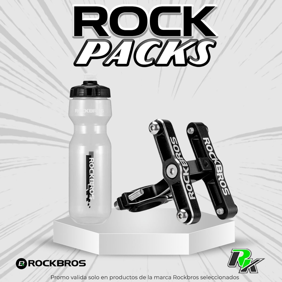 ROCKBROS - PACK ROCKBROS SOPORTE DOBLE PARA PORTA BOTELLA Y BOTELLA
