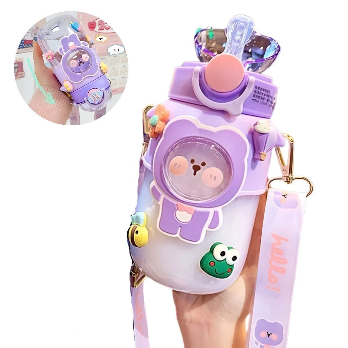 ELMEJORPRECIO - Tomatodo Portátil Modelo Bear Hello 720ml Lila