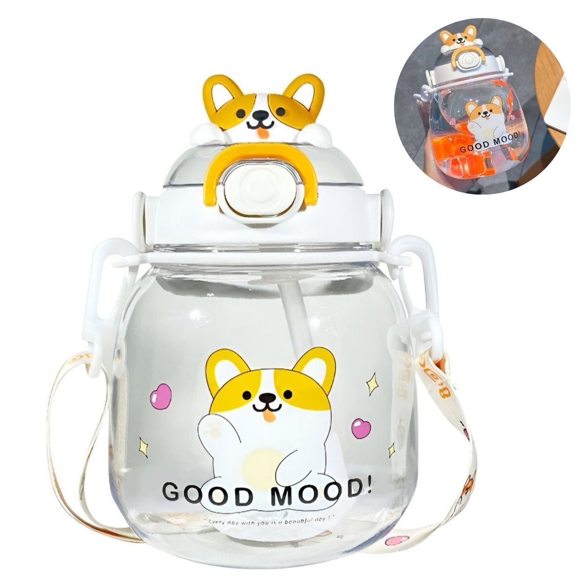 ELMEJORPRECIO - Tomatodo Portátil De 1300ml Con Colgador Diseño Perro