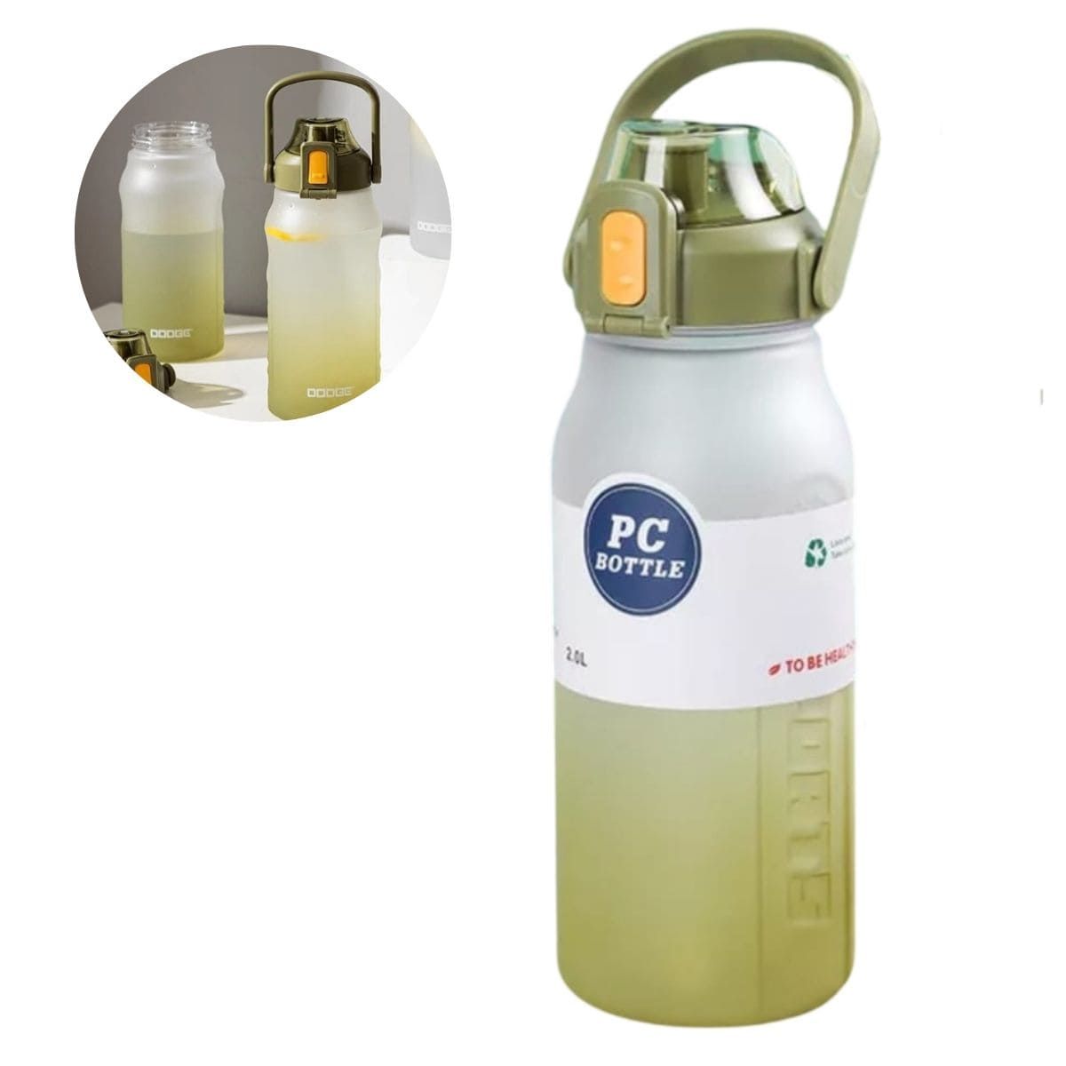 ELMEJORPRECIO - Tomatodo Portátil PC con Stickers Capacidad de 2 Litros Verde