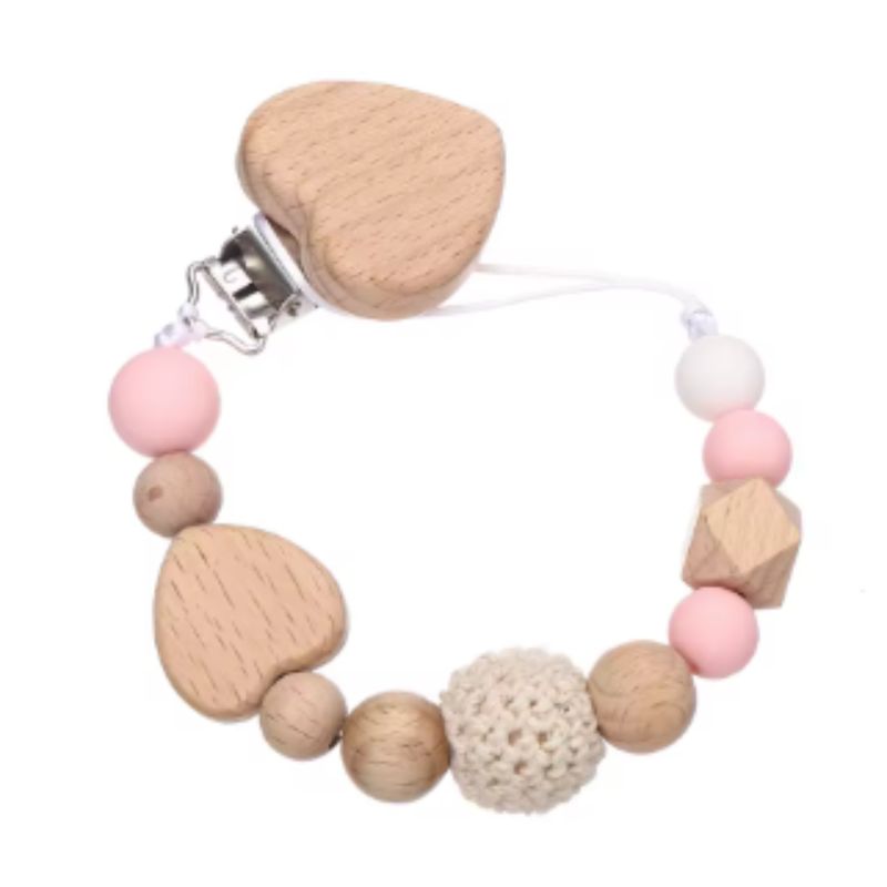 LUCALAND - Porta chupón de silicona corazón rosa bebé