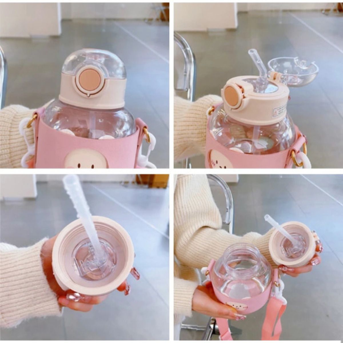 ELMEJORPRECIO - Tomatodo Portátil Compacto Con Soporte De Cuero 580ml Rosado