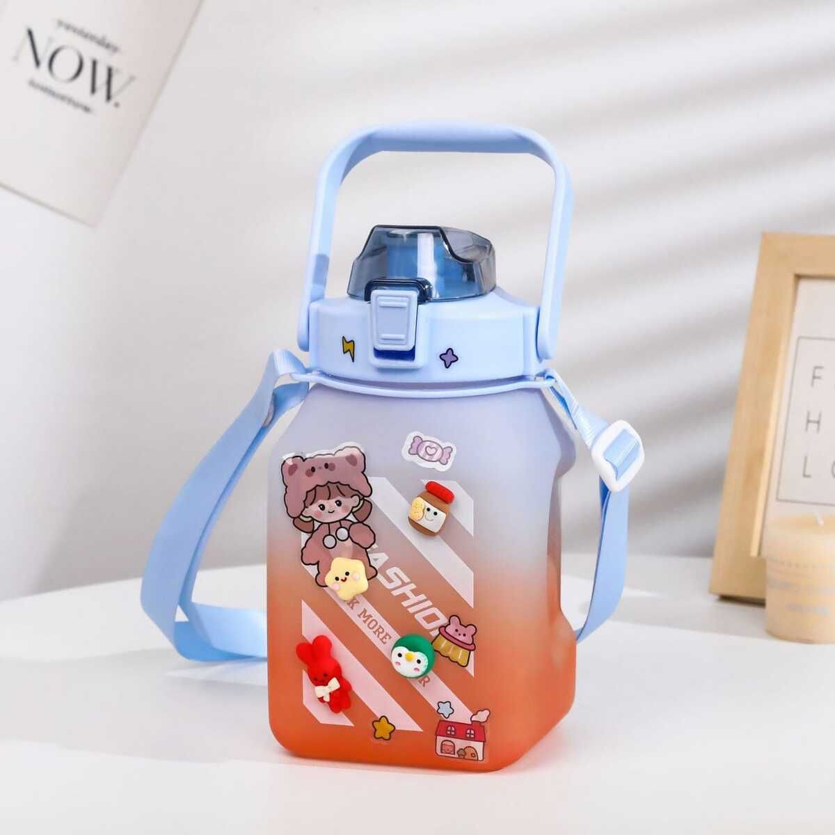 ELMEJORPRECIO - Tomatodo Portátil de 1.5 L Sports con Stickers 2D y 3D  Celeste