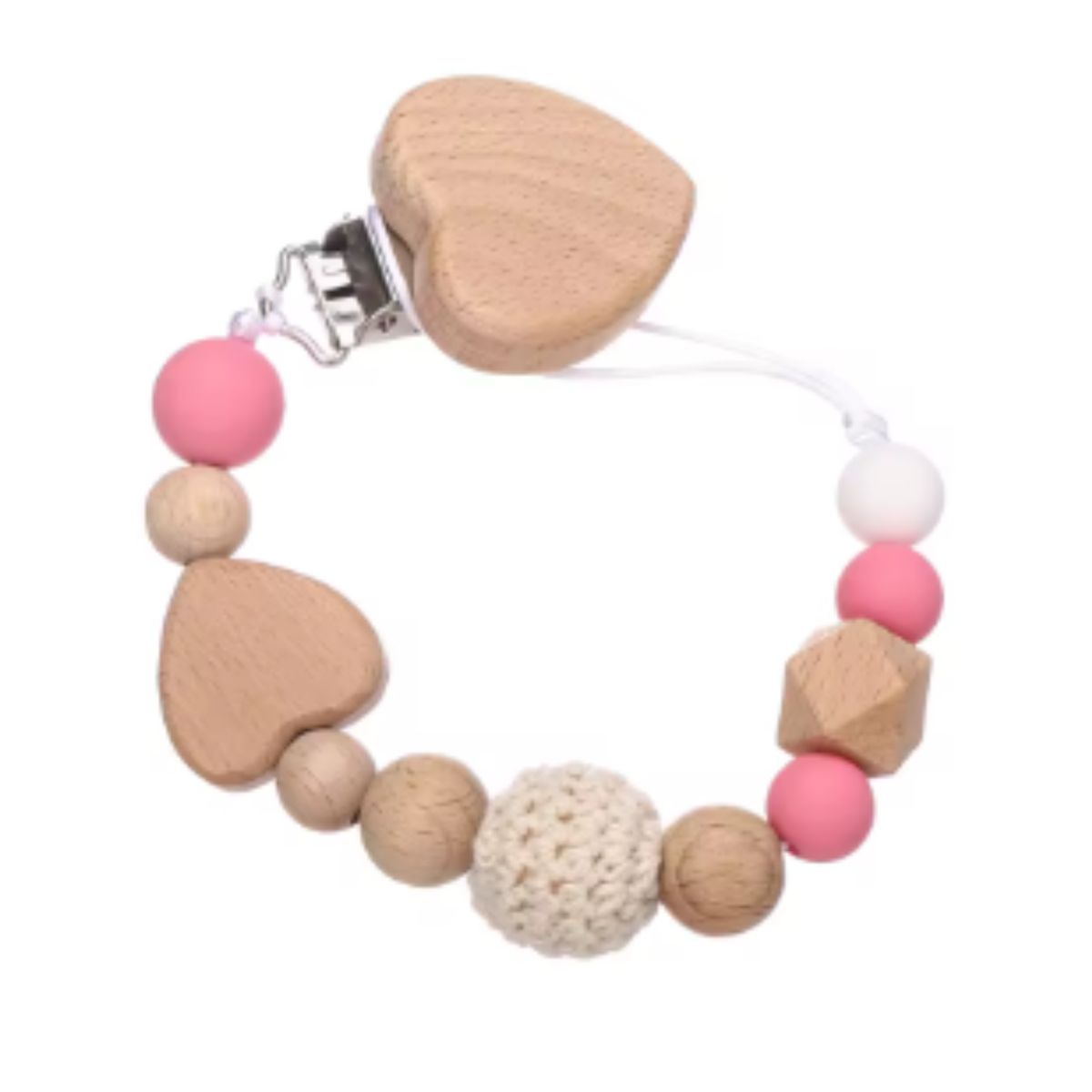 LUCALAND - Porta chupón de silicona corazón rosado