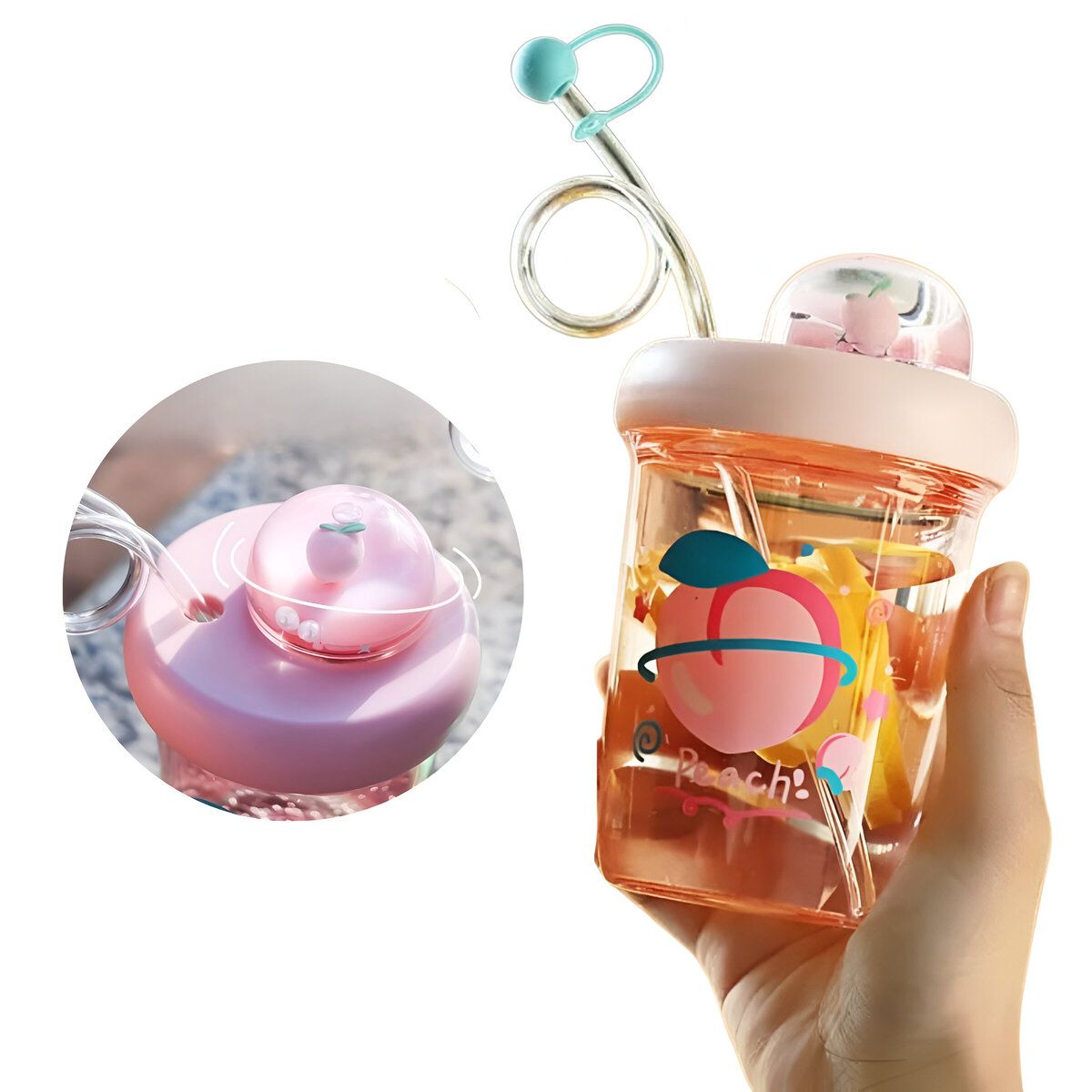 ELMEJORPRECIO - Vaso Tomatodo Kawai Con Sorbete Capacidad De 390ml Durazno