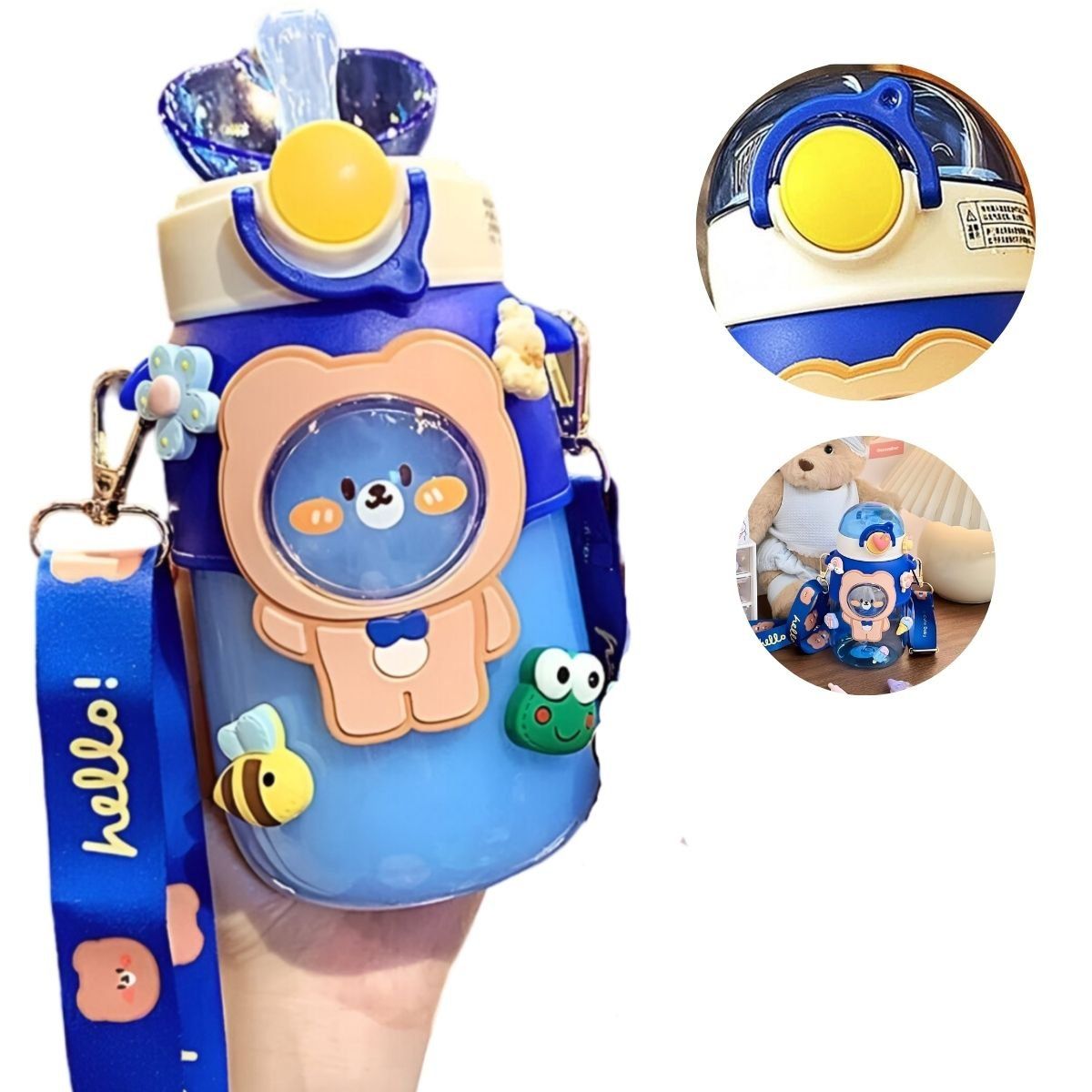 ELMEJORPRECIO - Tomatodo Portátil Modelo Bear Hello 720ml Azul