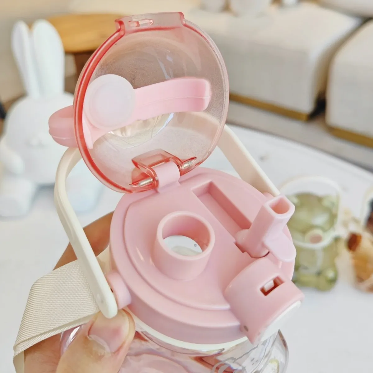 ELMEJORPRECIO - Tomatodo Portátil Oso Backpack con Stickers 3D de 800 ml Rosado