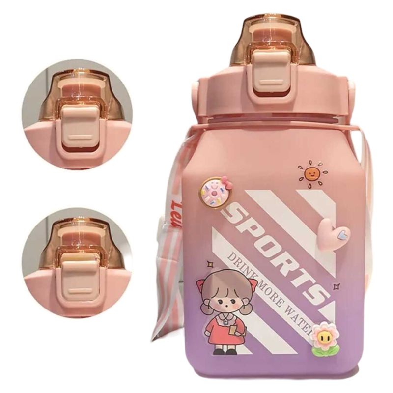 ELMEJORPRECIO - Tomatodo Portátil de 1.5 L Sports con Stickers 2D y 3D  Rosado