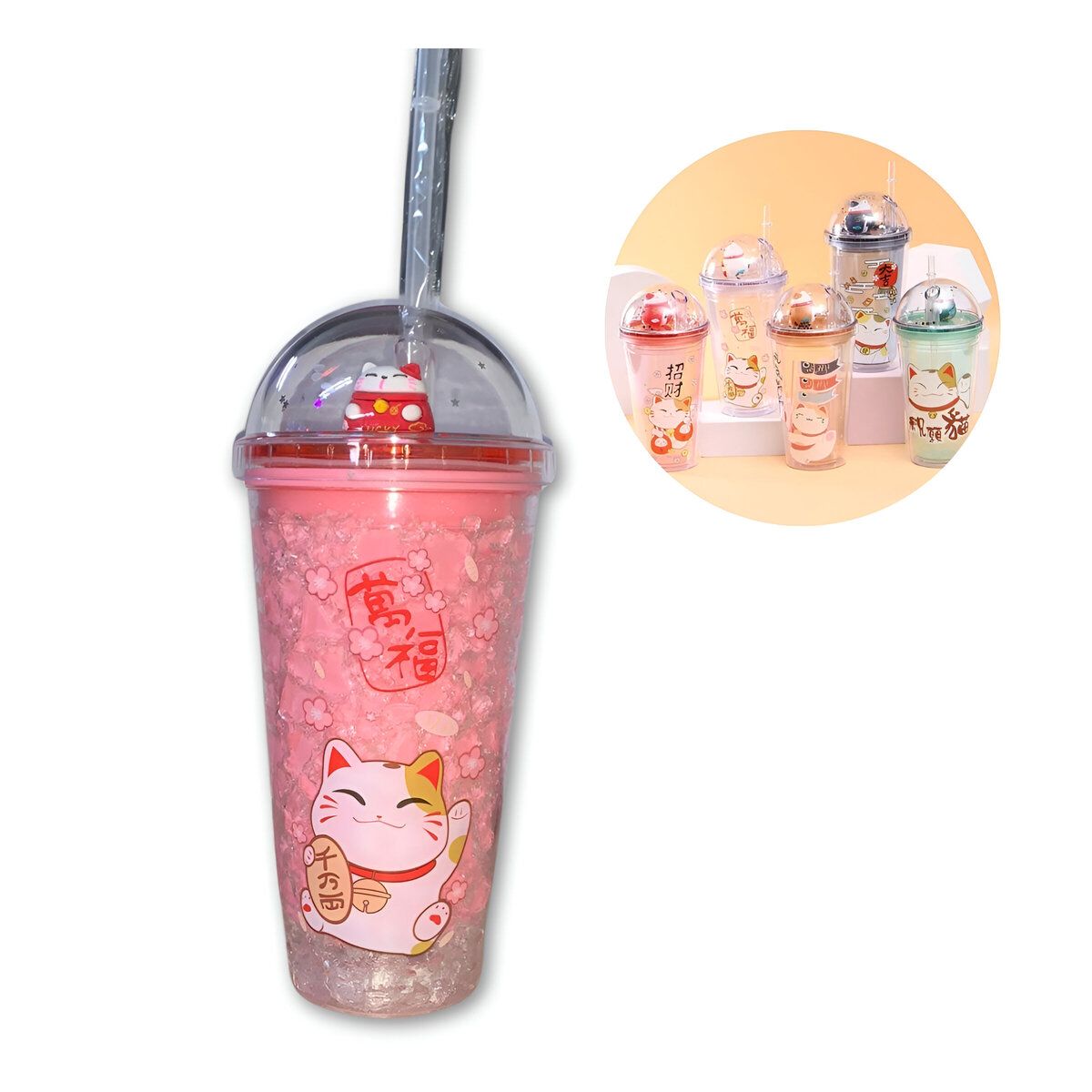 ELMEJORPRECIO - Vaso Tomatodo 450ml Con Luces Y Diseño De Gato Rojo