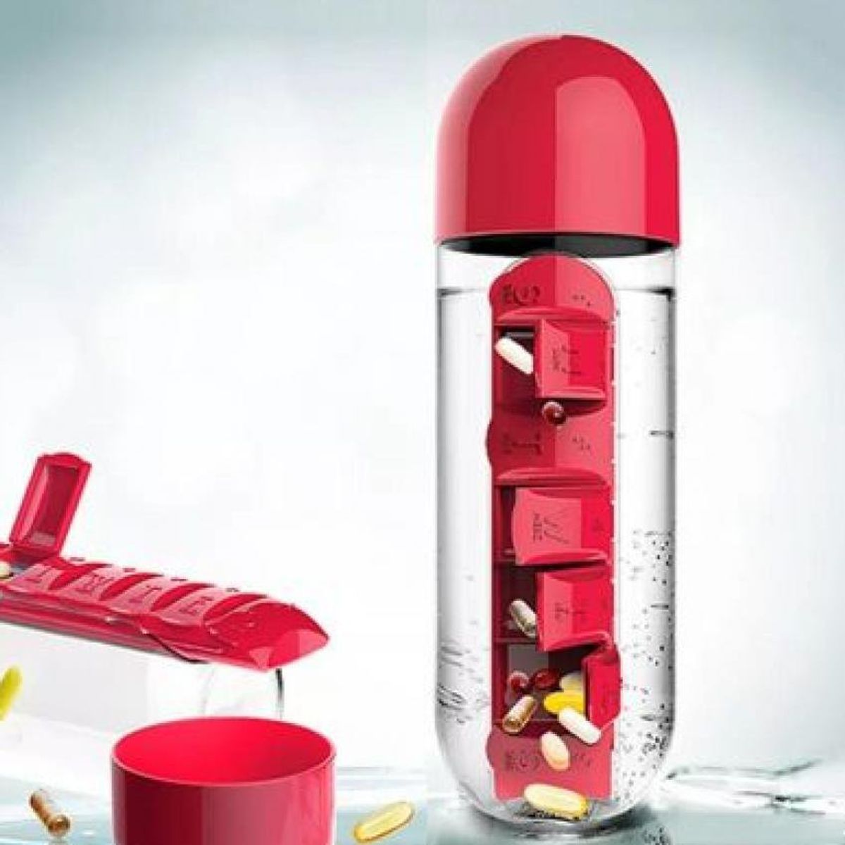 GENERICO - Tomatodo pastillero con 7 comportamientos portátil 600ml